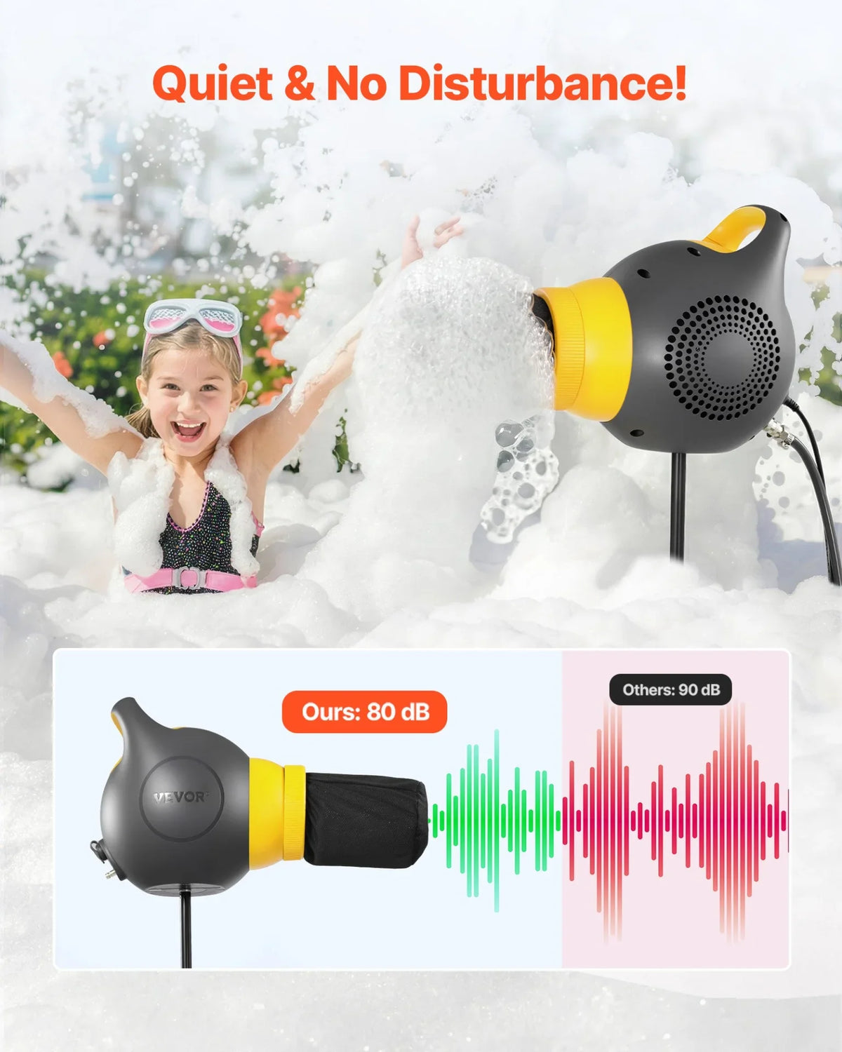 VEVOR Foam Machine, 115 W Party Foam Cannon, Portable Foam Maker with a Tripod Stand, Powerful Foam Party Machine, for Backyard, Pool, Outdoor Events, Birthdays, Celebrations and Party, Grey & Yellow - View 3