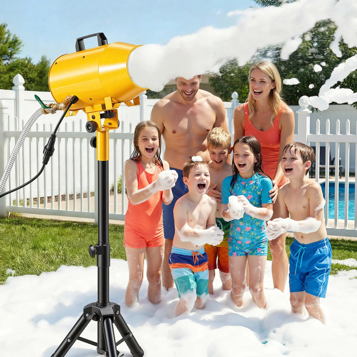 VEVOR Foam Machine, Adjustable Angle Control Foam Cannon Party Machine, Bubble Cannon with Fan & Triangular Structure, Dense Foams Maker for Backyard, Celebrations & Party, Continuous Foams Output - View 7