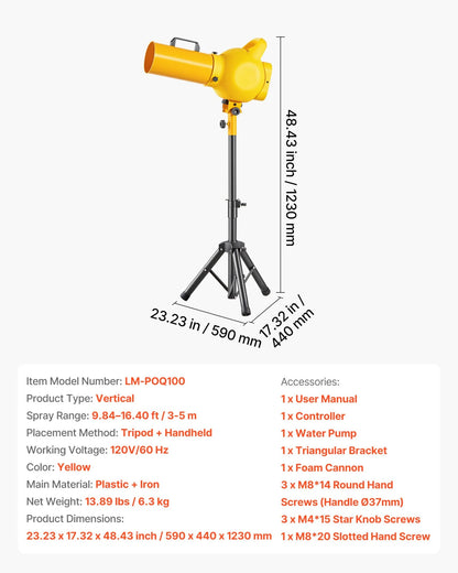 VEVOR Foam Machine, Handheld Spray Foam Cannon Party Machine, Bubble Cannon with Fan & Triangular Structure, Dense Foams Maker for Gatherings, Backyard, Celebrations & Party, Continuous Foams Output - View 6