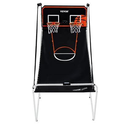 VEVOR Foldable Basketball Arcade Game, 2 Player Indoor Basketball Game, Home Dual Shot Sport with 4 Balls, 8 Game Modes, Electronic Scoreboard, and Inflation Pump, for Kids, Adults (Black & White) - View 8