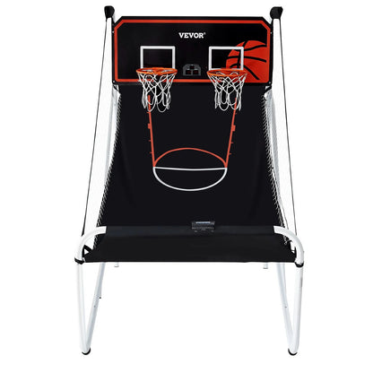 VEVOR Foldable Basketball Arcade Game, 2 Player Indoor Basketball Game, Home Dual Shot Sport with 5 Balls, 8 Game Modes, Electronic Scoreboard, and Inflation Pump, for Kids, Adults (Black & White) - View 8