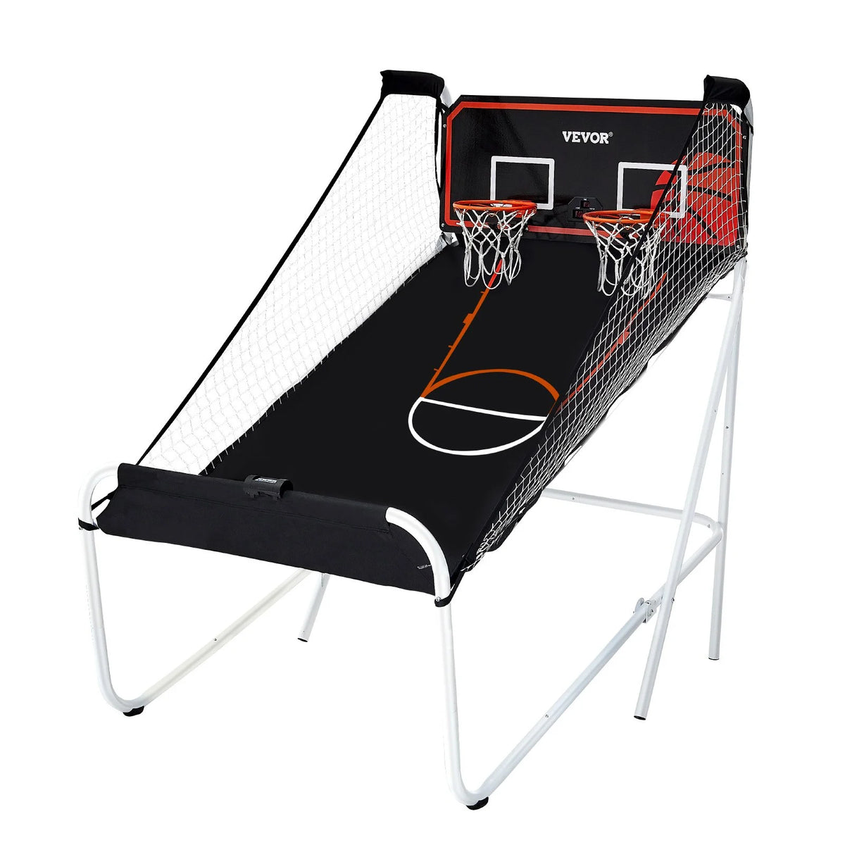VEVOR Foldable Basketball Arcade Game, 2 Player Indoor Basketball Game, Home Dual Shot Sport with 5 Balls, 8 Game Modes, Electronic Scoreboard, and Inflation Pump, for Kids, Adults (Black & White) - View 9