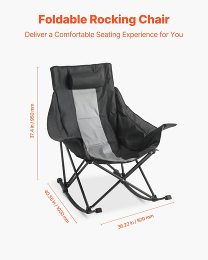 VEVOR Foldable Rocking Camping Chair Portable Rocker Chair with Cupholder Pocket - View 2