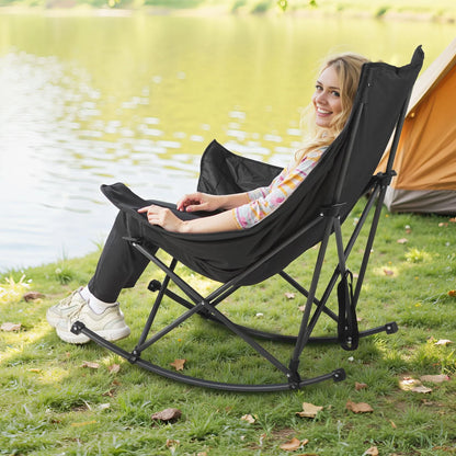 VEVOR Foldable Rocking Camping Chair Portable Rocker Chair with Cupholder Pocket - View 8