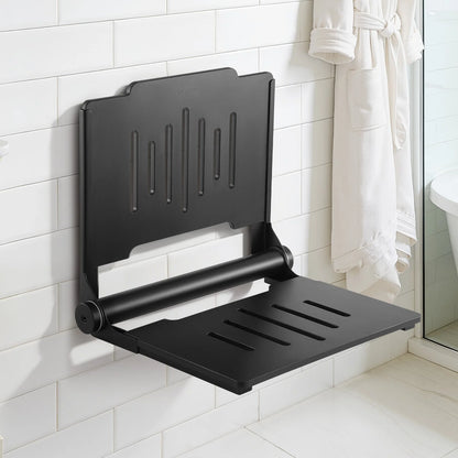 VEVOR Foldable Shower Seat Wall Mounted, 17.8" Folding Shower Bench with Supportive Backrest, Plastic Fold-Down Bathroom Corridor Seat with Stainless Steel Frame for Adults Seniors, 400LBS Loading - View 7