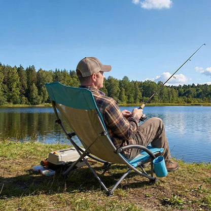 VEVOR Folding Beach Chair, High Back Camping Chairs for Adults, with Cup Pocket, Mesh Back, Carry Bag, Portable Extra Wide Seat Chair 330 lbs Heavy Duty Support, for Outdoor, Camp, Light Blue - View 7