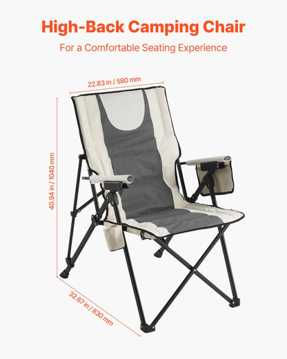 VEVOR Folding Camping Chair Portable High Back Chair Heavy Duty with Cupholder