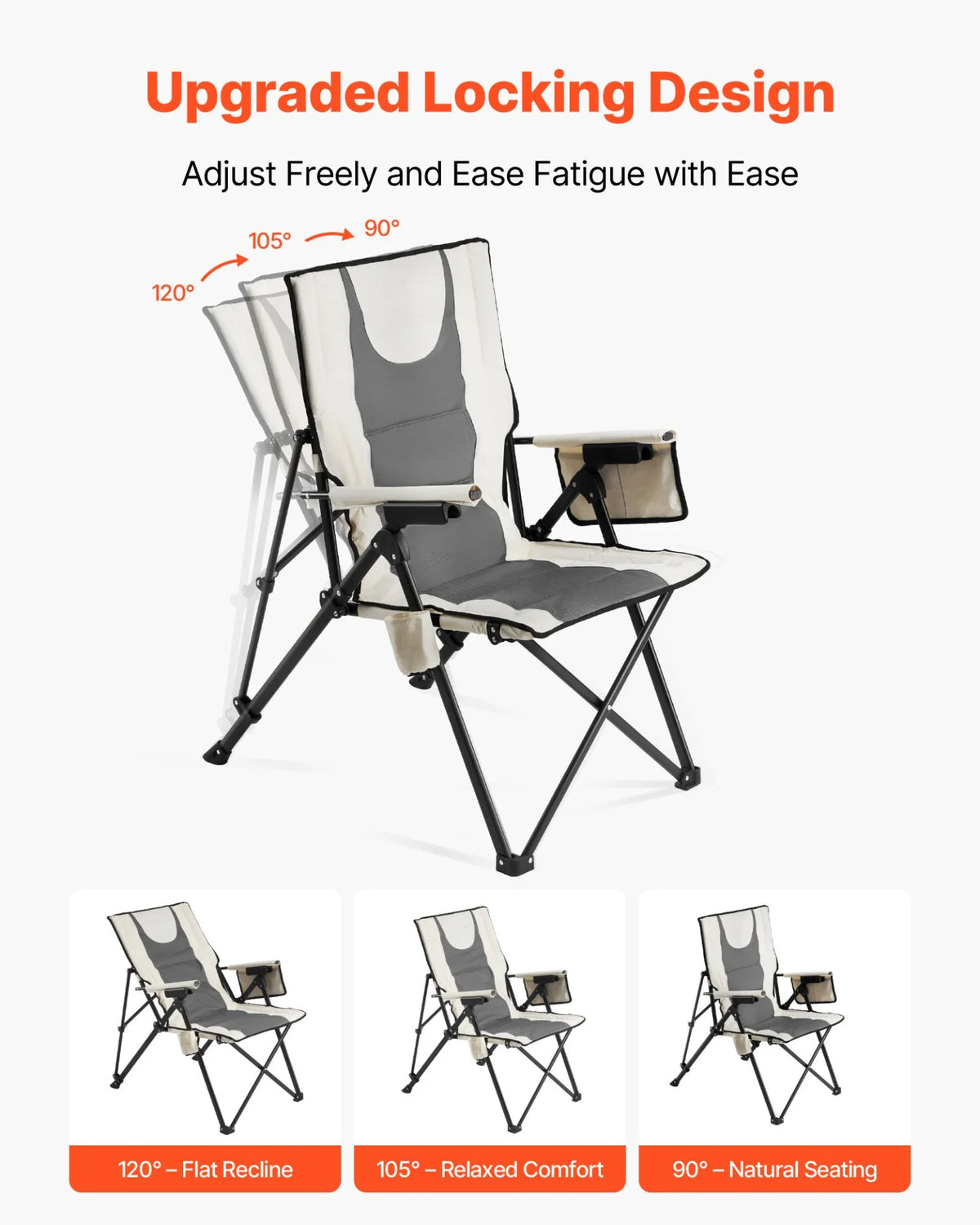 VEVOR Folding Camping Chair Portable High Back Chair Heavy Duty with Cupholder - View 3