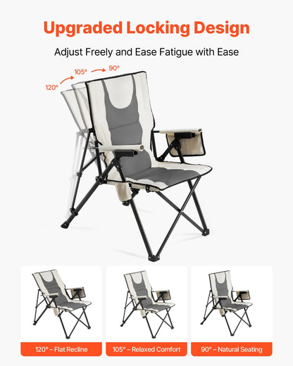 VEVOR Folding Camping Chair Portable High Back Chair Heavy Duty with Cupholder - View 3