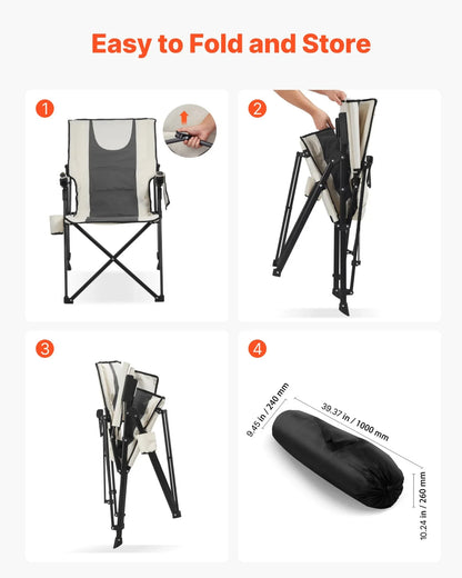 VEVOR Folding Camping Chair Portable High Back Chair Heavy Duty with Cupholder - View 4