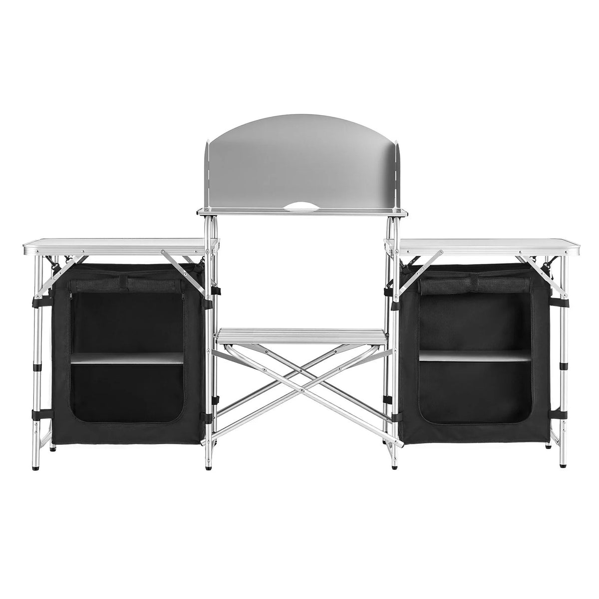 VEVOR Folding Camping Table, Outdoor Portable Aluminum Lightweight Table, Quick Set-up Kitchen Cook Station, with Storage Organizer, Detachable Windscreen, Carrying Bag, Ideal for Picnic BBQ Traveling - View 8