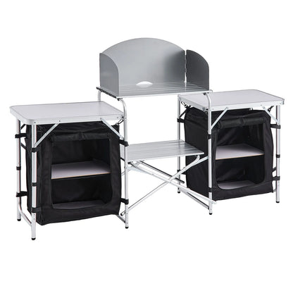 VEVOR Folding Camping Table, Outdoor Portable Aluminum Lightweight Table, Quick Set-up Kitchen Cook Station, with Storage Organizer, Detachable Windscreen, Carrying Bag, Ideal for Picnic BBQ Traveling - View 9