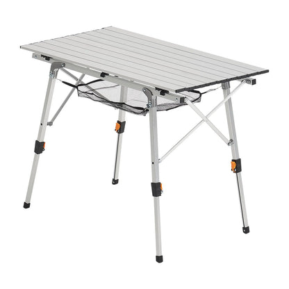 VEVOR Folding Camping Table, Portable Roll Up Side Tables, Lightweight Aluminum Beach Table with Adjustable Height, Top Mesh Layer and Carry Bag, For Outdoor BBQ Tailgating Picnic, Travel, Silver - View 9