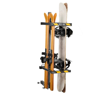 VEVOR Folding Hitch Mounted Ski & Snowboard Rack, Fits 2-Inch Receiver, Carries up to 6 Pairs of Skis or 4 Snowboards, Adjustable Hitch-Mounted Rack for Car with Key Lock, Security Strap, Tilt Access - View 10