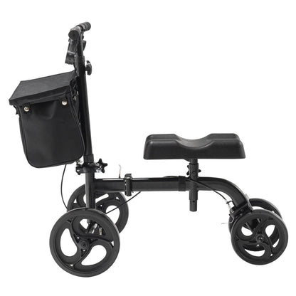 VEVOR Folding Knee Scooter, Carbon Steel Steerable Knee Walker with Height-Adjustable Handlebar & Knee Pad, All-Terrain Solid Wheels, Dual Brakes, Leg Recovery Scooter for Broken Ankle Foot Injuries - View 10