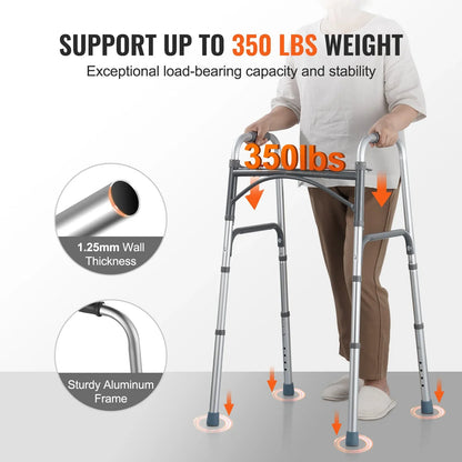 VEVOR Folding Walker Aluminum Mobility Walker Aid with Adjustable Height 350LBS - View 2