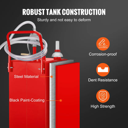 VEVOR Fuel Caddy, 35 Gallon, Gas Storage Tank on 4 Wheels, with Manuel Transfer Pump, Gasoline Diesel Fuel Container for Cars, Lawn Mowers, ATVs, Boats, More, Red - View 15