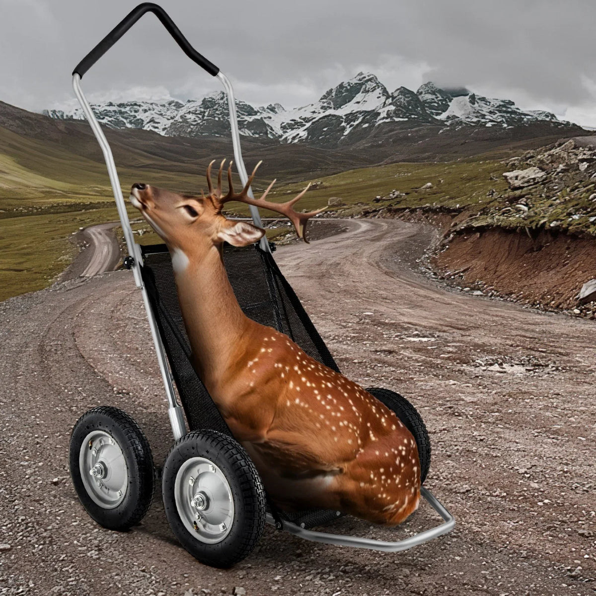 VEVOR Game Carts for Hunting, 500LBS Deer Cart Game Hauler, Heavy-Duty Crawler Cart, All-Terrain Folding Deer Hauling Cart with Shock-Absorbing Tires, Utility Gear Dolly for Hunting Fishing Hiking - View 8
