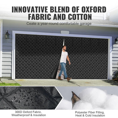 VEVOR Garage Door Screen for Winter, 18x7FT, Garage Door Insulation Kit, Magnetic Thermal Insulated Door Curtain with 300D Oxford Fabric Heavy Duty Weighted Bottom, Easy Assembly for Garage Door - View 2