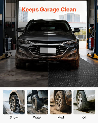 VEVOR Garage Floor Roll, 7.5 x 20 ft Garage Flooring Mat, 2.2 mm Thickened PVC Diamond Plate Floor Protector Mat with Double-sided Tape, Non-Slip, Easy to Clean for Warehouse, Gyms, Trailer, Black - View 6