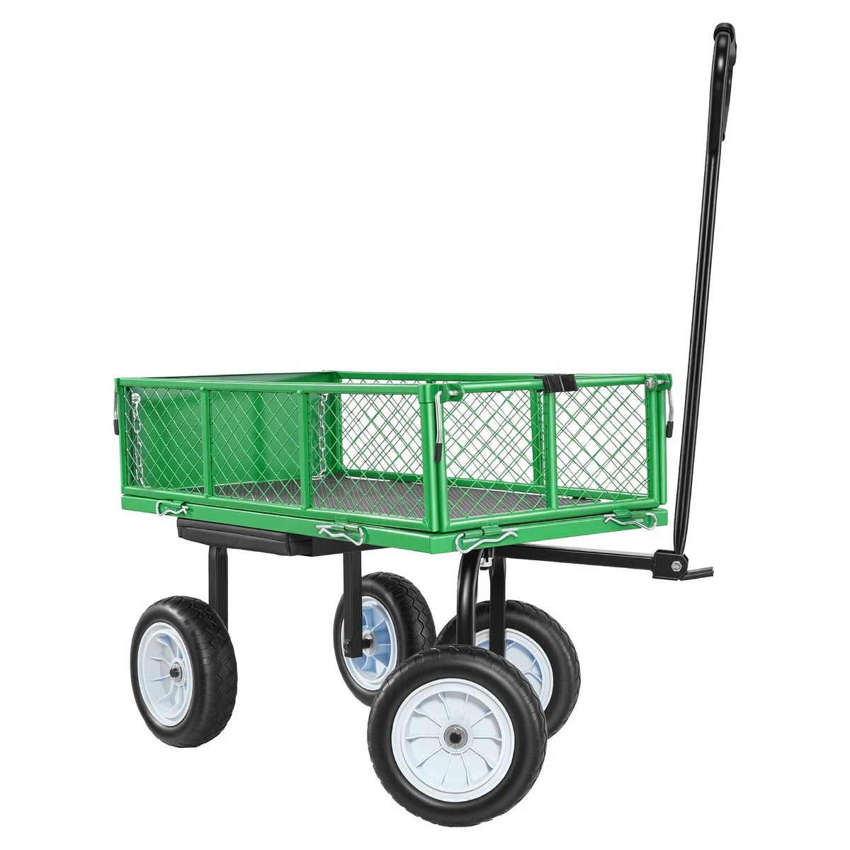 VEVOR Garden Cart with Seat, 500 LBS, Rolling Steel Garden Work Seat with Wheels, Heavy Duty Gardening Stool, with Tool Tray & Adjustable Handle, Outdoor Yard Wagon, for Lawn, Patio, Backyard, Green - View 10