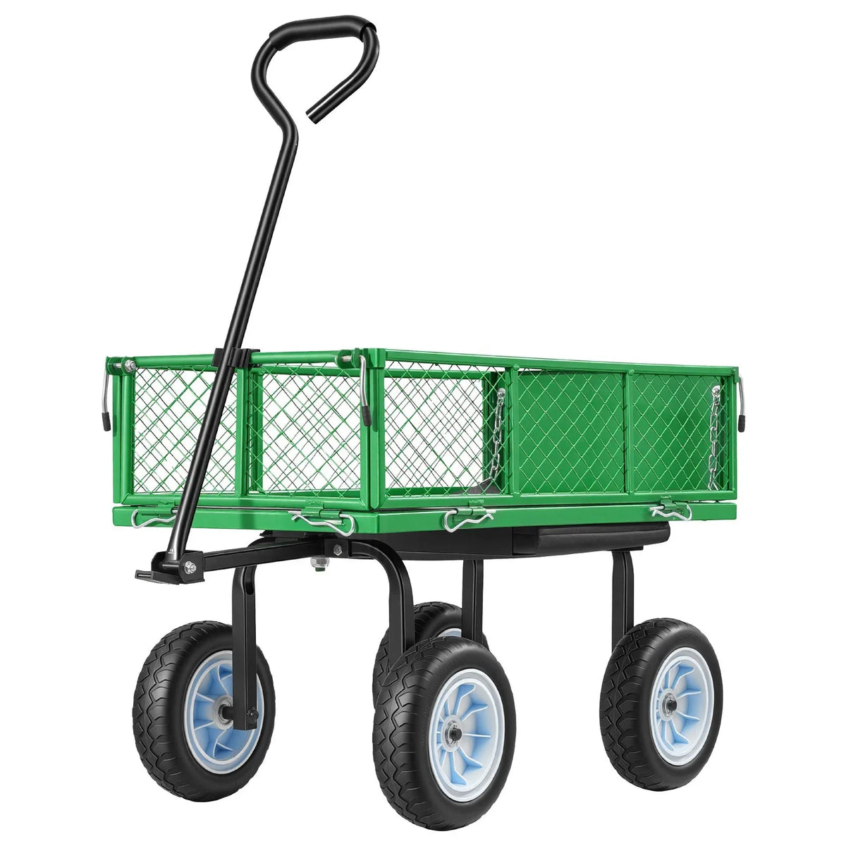 VEVOR Garden Cart with Seat, 500 LBS, Rolling Steel Garden Work Seat with Wheels, Heavy Duty Gardening Stool, with Tool Tray & Adjustable Handle, Outdoor Yard Wagon, for Lawn, Patio, Backyard, Green - View 8