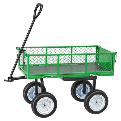 VEVOR Garden Cart with Seat, 500 LBS, Rolling Steel Garden Work Seat with Wheels, Heavy Duty Gardening Stool, with Tool Tray & Adjustable Handle, Outdoor Yard Wagon, for Lawn, Patio, Backyard, Green - View 9