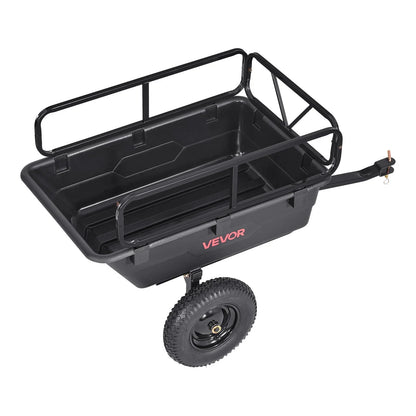 VEVOR Garden Utility Trailer, 10 Cu. Ft 500lbs, ATV UTV Hauling Trailer, Tow Behind Poly Dump Cart with 16" Tires, Hand Pull or Foot Pedal, Heavy Duty Yard Trailers for Lawn Mower Tractor Garden Waste - View 10