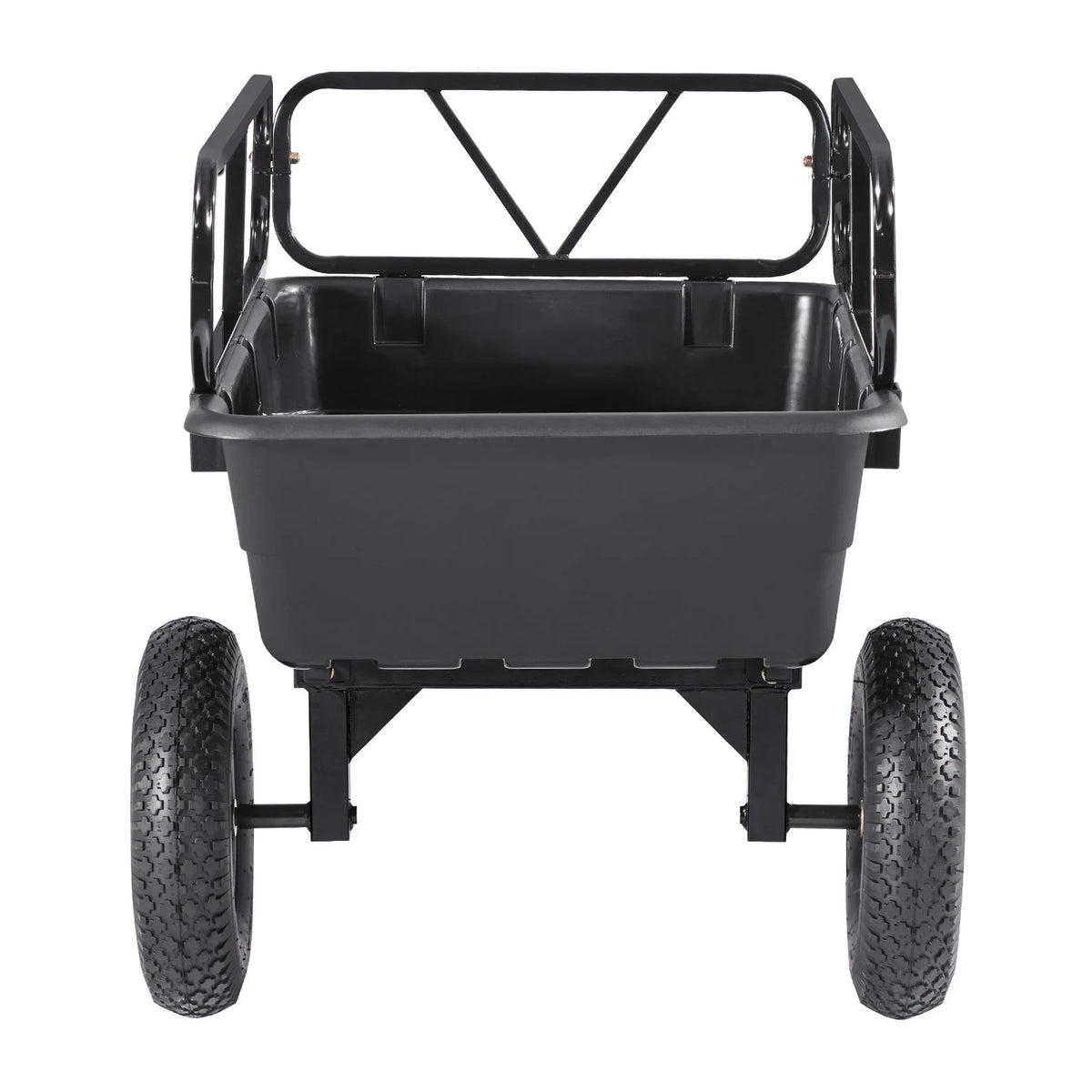 VEVOR Garden Utility Trailer, 10 Cu. Ft 500lbs, ATV UTV Hauling Trailer, Tow Behind Poly Dump Cart with 16" Tires, Hand Pull or Foot Pedal, Heavy Duty Yard Trailers for Lawn Mower Tractor Garden Waste - View 9