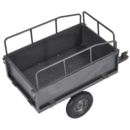 VEVOR Garden Utility Trailer, 17 Cu. Ft & 600lbs Capacity, ATV UTV Hauling Trailer, Tow Behind Steel Dump Cart with 16" Tires, Hand Pull or Foot Pedal, Heavy Duty Yard Trailers for Lawn Mower Tractor - View 10