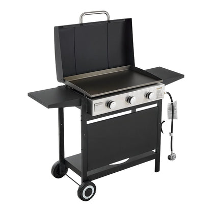 VEVOR Gas Griddle, 3-Burner Flat Top Grill, Propane Griddle with Wheels, Lid, 3 x 11000 BTU Outdoor Flat Top Grills for Pan-Frying, Grilling, Stir-Frying, & BBQ, Pulse Ignition, Removable Top Design - View 9