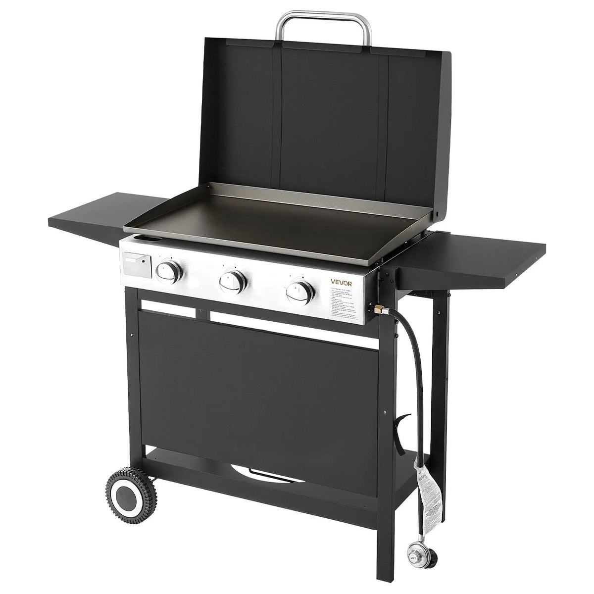 VEVOR Gas Griddle, 3-Burner Flat Top Grill, Propane Griddle with Wheels, Lid, 3 x 11000 BTU Outdoor Flat Top Grills for Pan-Frying, Grilling, Stir-Frying, & BBQ, Pulse Ignition, Removable Top Design - View 8