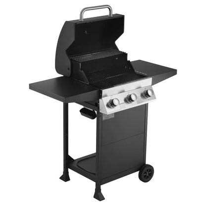 VEVOR Gas Grill, 3 Burner Propane Gas Grill with Spacious 338 SQ.In Grilling Area, Carbon Steel Enamel Grates, Outdoor 36,000 BTU Patio Garden BBQ Grills with Foldable Side Shelves, Carbon Steel - View 8