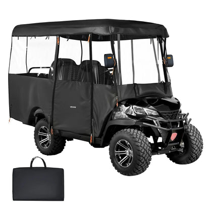 VEVOR Golf Cart Cover, Visible Full-Enclosure 2+2/4 Passenger Golf Cart, 420D Waterproof Oxford Fabric Club Car Cover Fits Most Carts Club Car, Yamaha, EZGO, Honda, PVC Coating & Windproof Hook Design