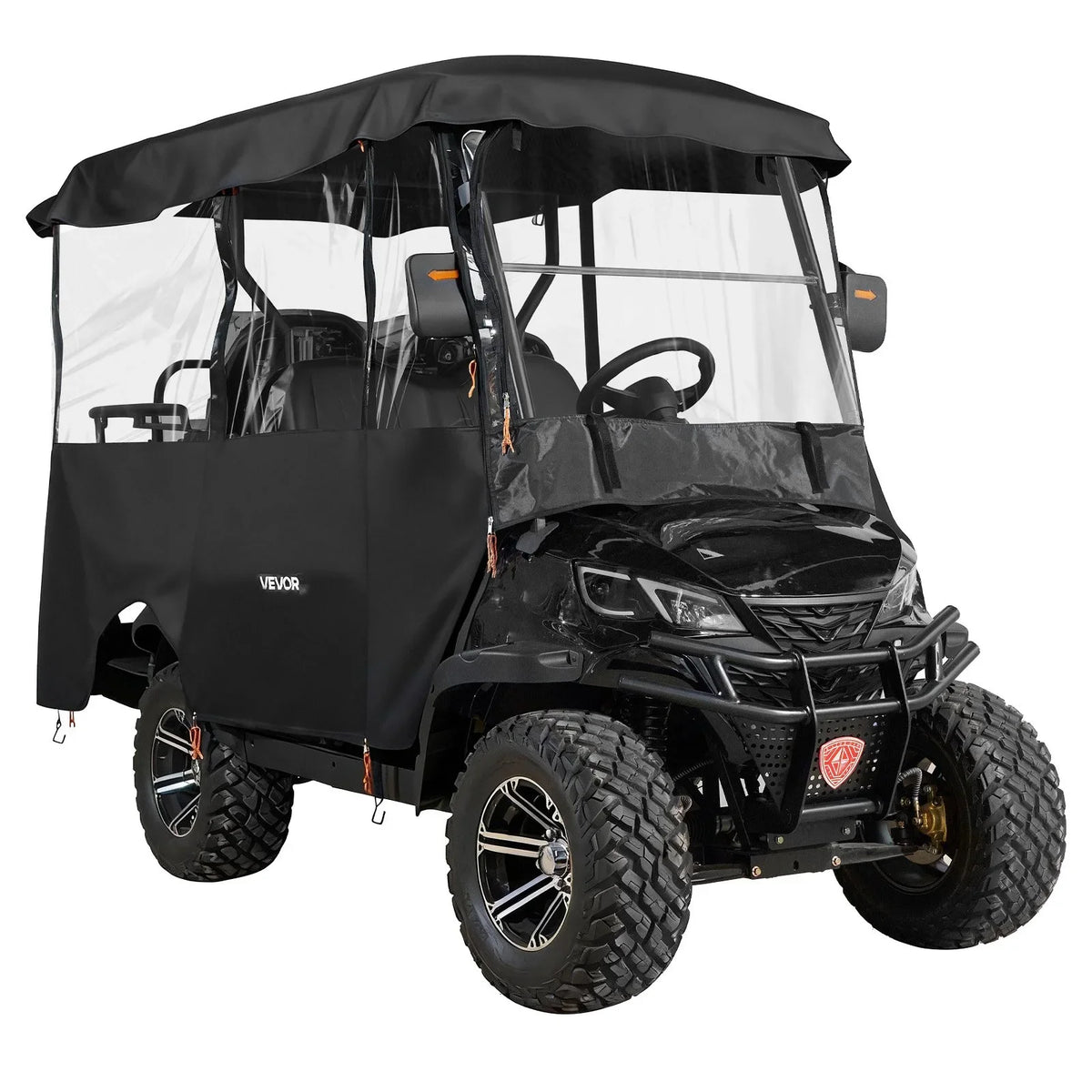 VEVOR Golf Cart Cover, Visible Full-Enclosure 2+2/4 Passenger Golf Cart, 420D Waterproof Oxford Fabric Club Car Cover Fits Most Carts Club Car, Yamaha, EZGO, Honda, PVC Coating & Windproof Hook Design - View 10