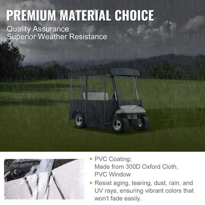 VEVOR Golf Cart Enclosure 86'', 4-Person Golf Cart Cover, 4-Sided Fairway Deluxe, 300D Waterproof Driving Enclosure with Transparent Windows, Fit for EZGO, Club Car, Yamaha Cart - View 2