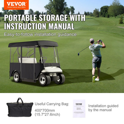 VEVOR Golf Cart Enclosure 86'', 4-Person Golf Cart Cover, 4-Sided Fairway Deluxe, 300D Waterproof Driving Enclosure with Transparent Windows, Fit for EZGO, Club Car, Yamaha Cart - View 6