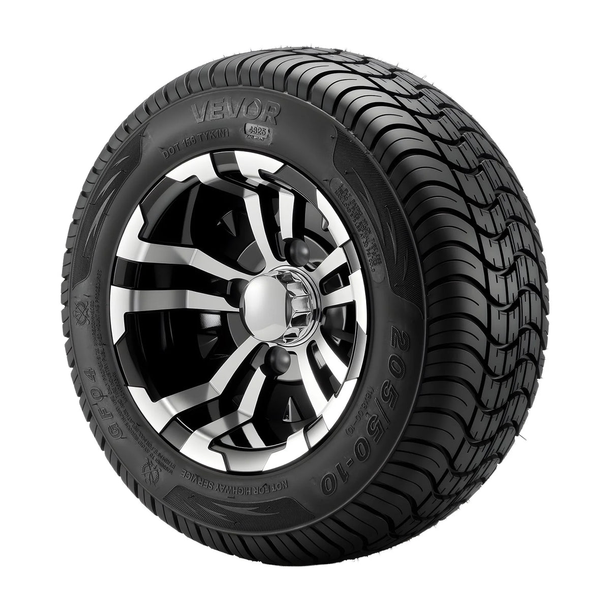 VEVOR Golf Cart Wheels, 10" 205/50-10 Black Aluminum Alloy Golf Cart Tires and Wheels Combo (Set of 4) Fit Club Car, EZGO, Yamaha, 4 Ply Rubber 4-Lug Lawn Mower Tires & Rims, 675 lbs Load, All-Terrain - View 8