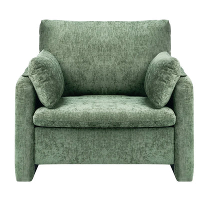 VEVOR Green Accent Chair, Modern Upholstered Accent Chair with Armrests, Cloth Arm Chairs with Thick Cushion and Arched Backrest, Single Fabric Armchair for Living Room, Bedroom, Study, Office - View 9