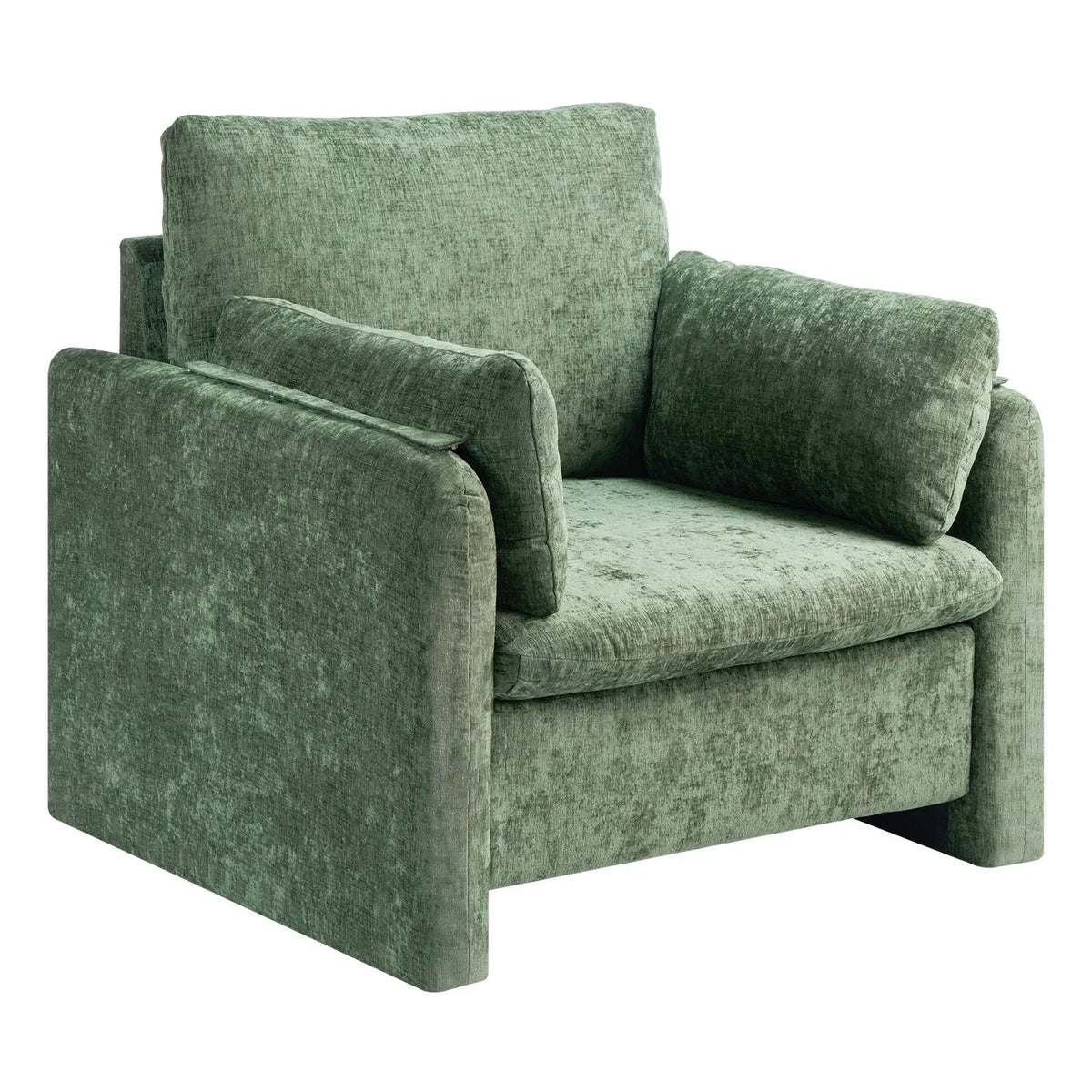 VEVOR Green Accent Chair, Modern Upholstered Accent Chair with Armrests, Cloth Arm Chairs with Thick Cushion and Arched Backrest, Single Fabric Armchair for Living Room, Bedroom, Study, Office - View 8
