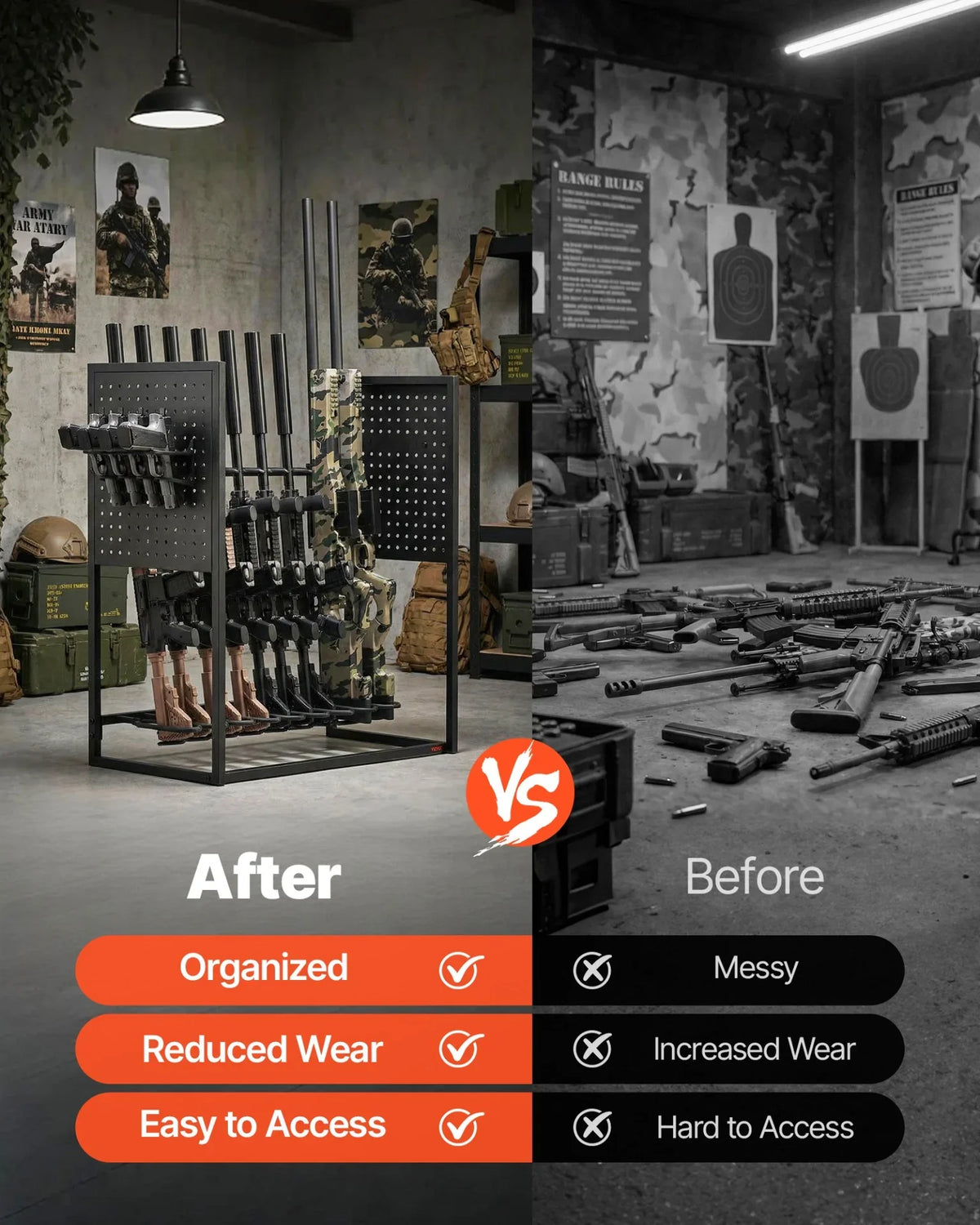 VEVOR Gun Rack, Floor Standing, Indoor Heavy Duty Steel Rifle Shotgun Rack Stand, Freestanding Gun Display Storage with Magazine Holder, Holds up to 9 Rifles and 4 Pistols, for Home Garage Storage - View 4