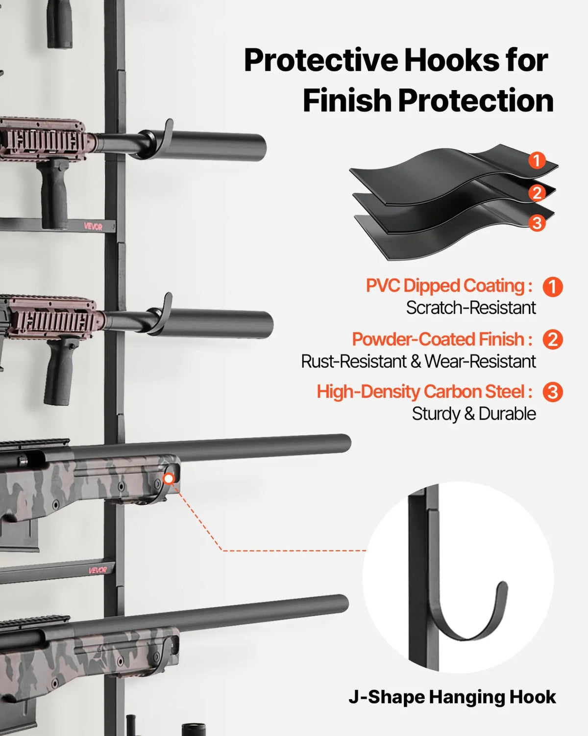 VEVOR Gun Rack, Floor Standing, Indoor Rifle Shotgun Rack Stand with Storage Shelf, for Wall Mount Gun Display Stand, Holds up to 5 Rifles, Heavy Duty Steel, for Home Garage Hunting Long Guns Storage - View 3