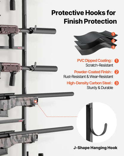 VEVOR Gun Rack, Floor Standing, Indoor Rifle Shotgun Rack Stand with Storage Shelf, for Wall Mount Gun Display Stand, Holds up to 5 Rifles, Heavy Duty Steel, for Home Garage Hunting Long Guns Storage - View 3