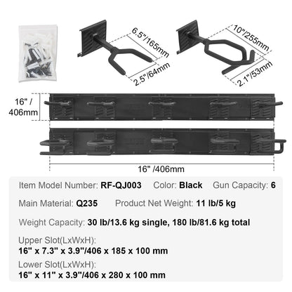 VEVOR Gun Rack, Indoor Gun Rack Wall Mount, 6-Slot Vertical Rifle Shotgun Gun Rack, 180 lb Heavy Duty Metal Wall Gun Rack Display Stand with Soft Padding - View 6