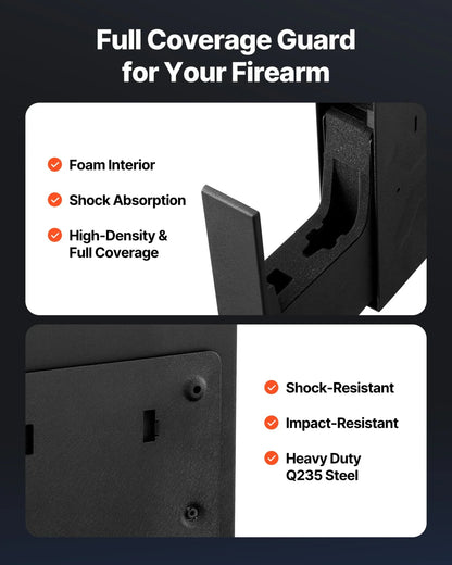 VEVOR Gun Safe, Slider Handgun Gun Safe with Fingerprint/Password/Key, 3-Way Quick Access Firearm Case Box with Lighting for 1 Pistol & Magazine, Mounted Pistol Gun Box for Nightstand Bedside Desk Car - View 6