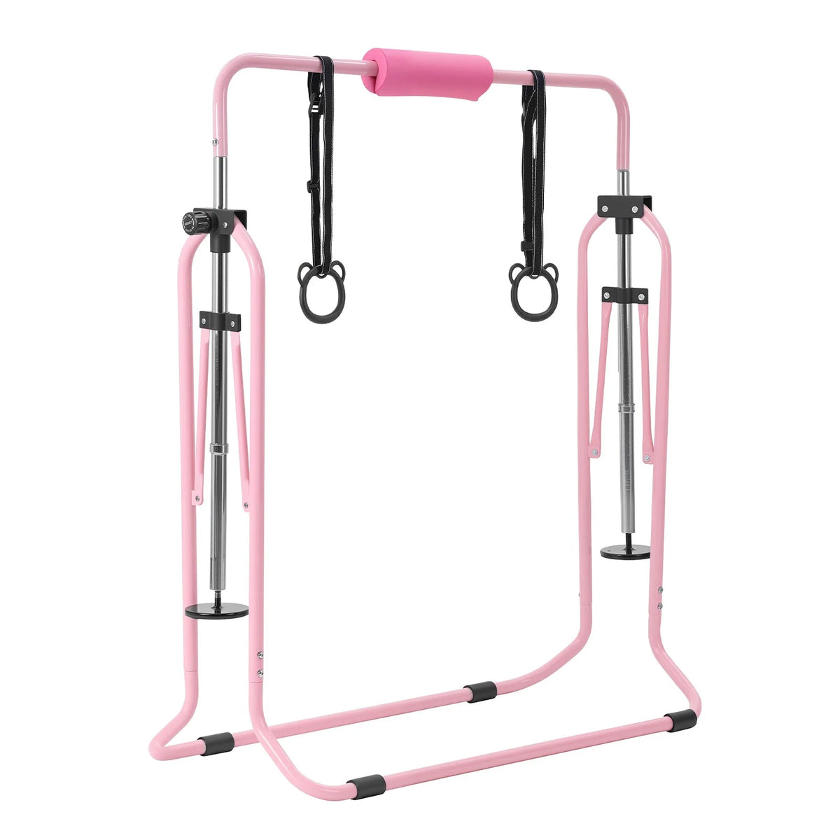 VEVOR Gymnastic Bars for Kids, 140 lbs Capacity Folding Training Kip Bar with Mat, Adjustable Height Gymnastic Horizontal Bar for Home, Training Equipment for Indoor Outdoor, Easy to Assemble, Pink - View 10