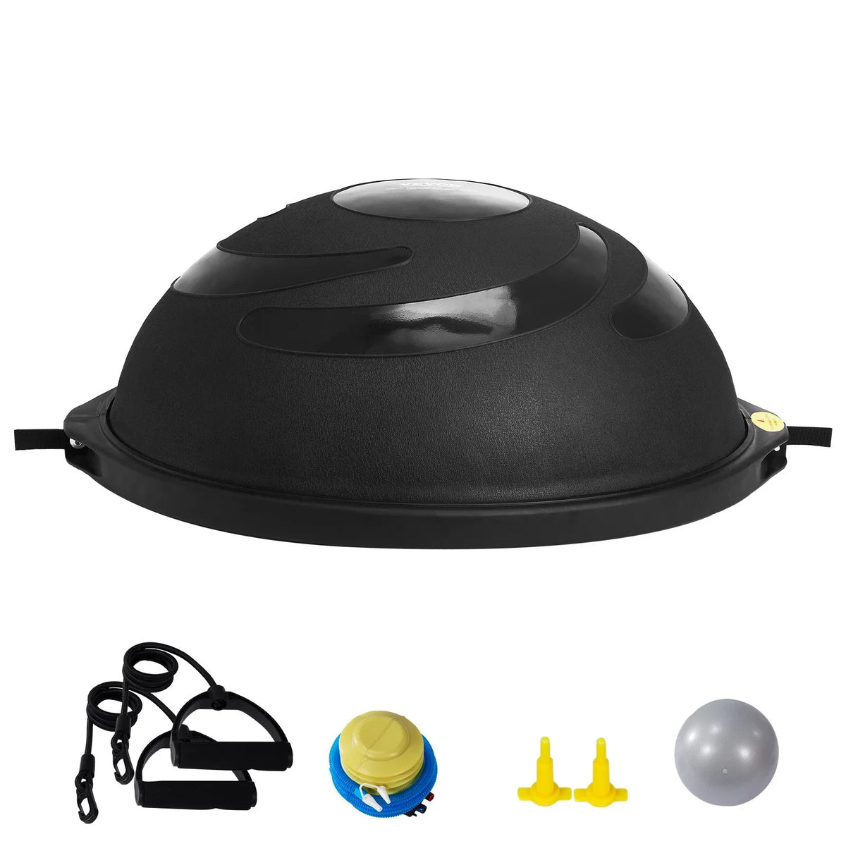 VEVOR Half Exercise Ball Trainer, 26 inch Balance Ball Trainer, 1500lbs Capacity Stability Ball, Yoga Ball with Resistance Bands & Foot Pump, Strength Fitness Ball for Home Gym Full Body Workout Black - View 8