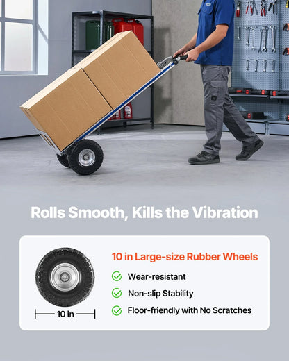 VEVOR Hand Truck, 500 lbs Load Capacity, Heavy-Duty Hand Truck Dolly with Non-Slip Wheels & Handle, Aluminum Alloy Portable Trolley Dolly with Tie-down Strap for Moving Home, Office, Warehouse - View 3