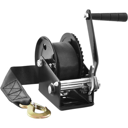 VEVOR Hand Winch, 1200 lbs Pulling Capacity, Boat Trailer Winch Heavy Duty Rope Crank with 23 ft Polyester Strap and Two-Way Ratchet, Manual Operated Hand Crank Winch for Trailer, Boat or ATV Towing - View 10