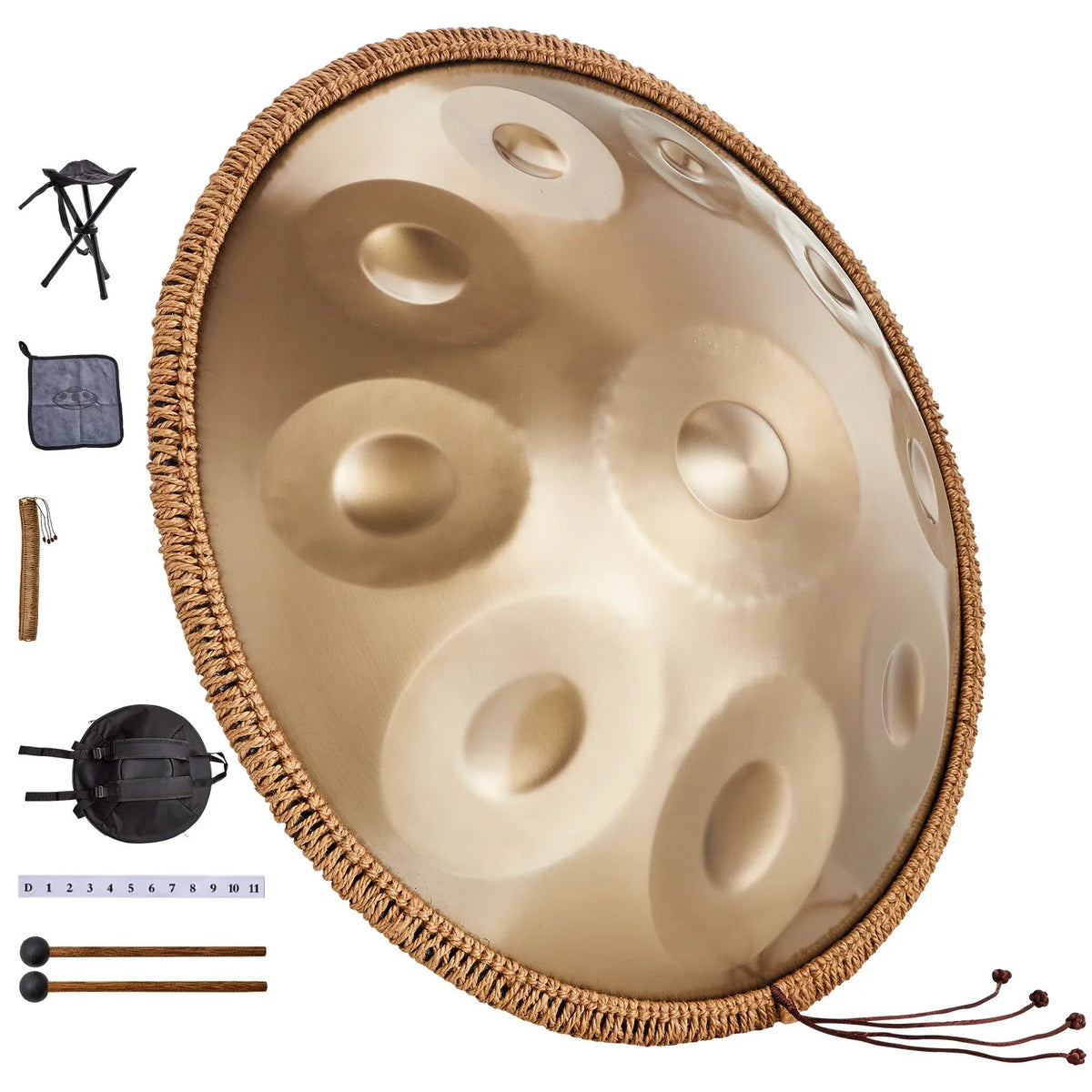 VEVOR Handpan Drum, 22 in & 10 Notes, D Minor Hand Drum, Hand Pan Drum Instrument with Mallets, 432Hz Handpan Stand & Carry Bag, Steel Healing Sound Drum, Percussion Instruments for Adults Beginners - View 8